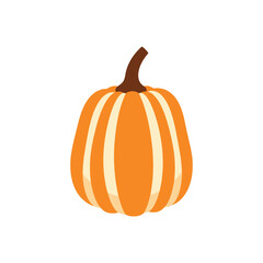 Illustrated orange pumpkin with brown stem.