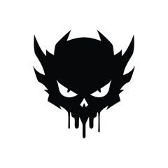 Black dripping horned skull logo silhouette emblem.
