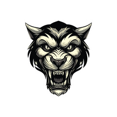 Ferocious stylized roaring tiger head illustration.
