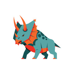 Cute stylized triceratops dinosaur character illustration.