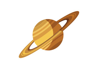 Cartoon Saturn with Rings, Isolated on White Background, Space Illustration © Afif