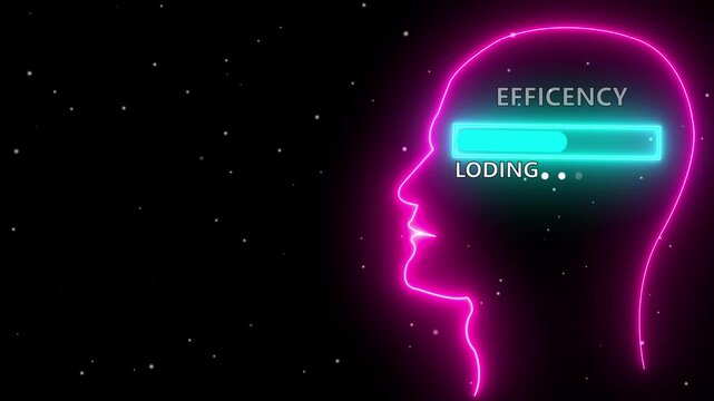 Efficiency loading concept in human head profile. Creative thinking, strategic planning technology, and Futuristic vision. Abstract Business creativity and Innovation concept.