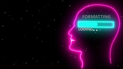 Formatting loading concept in human head profile. Creative thinking, strategic planning technology, and Futuristic vision. Abstract Business creativity and Innovation concept. - Powered by Adobe