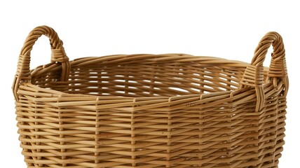 Handwoven wicker basket with handles for storage and organization purposes