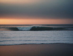 seashore in cloudy weather, evening.
