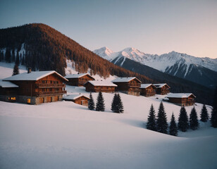 mountain village in winter