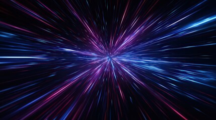 Fototapeta premium Abstract Digital Particle Stream with Blue and Purple Colors on Black Background