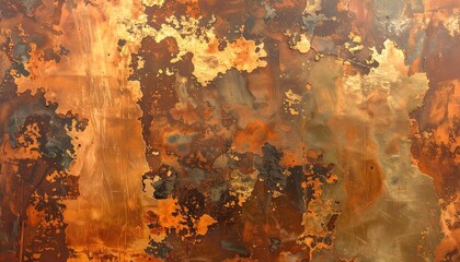 Obraz premium Patinaed copper surface with rust, grunge and texture