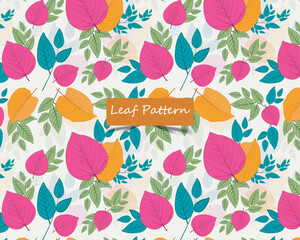 Leafs colorful  seamless pattern vector background.  tree plant foliage, abstract mosaic backdrop leaves pattern.
