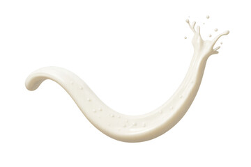 Fototapeta premium White milk splash creating dynamic liquid curve and droplets with movement on a transparent background