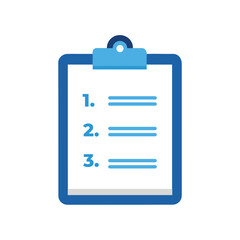 Clipboard with Numbered List Icon, Flat Vector Symbol for Task Management and Planning on White Background
