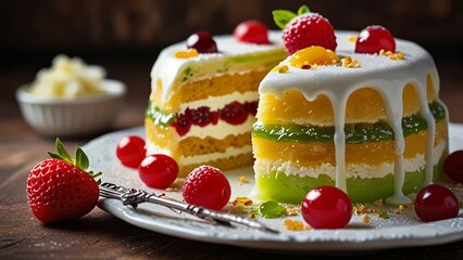 Italian cassata mignon dessert. Sicilian sweet dessert, Cassata Mignon. 