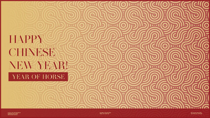 Luxury Chinese New Year Poster with Golden Maze Pattern and Year of the Horse Greeting