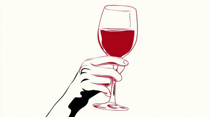 Hand holding a wine glass filled with red liquid, showcasing elegant design and artistic style, perfect for celebrations, dining, or social gatherings with a touch of sophistication