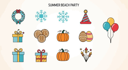 Camping and hiking equipment icons vector illustration with line art