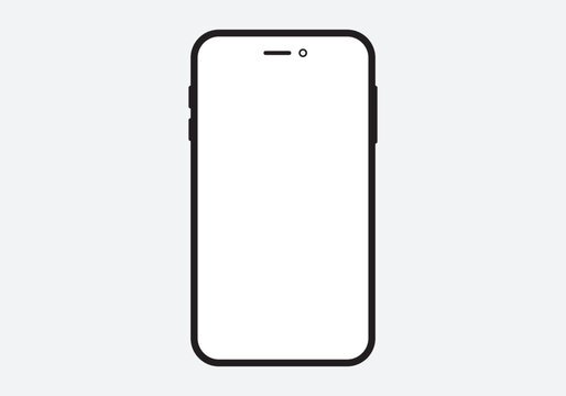smartphone mockup with blank white screen in flat, line and realistic style, detailed mobile phone mockup, black and white models smartphone front view, model 3D mobile phone iphone