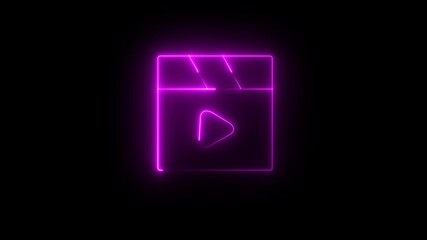 video logo subscribe icon neon effect slow motion clip, Video animation sign symbol on black background, effects for digital content, branding, video motion graphic animation on black background . - Powered by Adobe