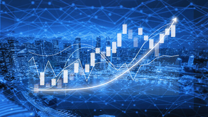 A visually striking abstract representation of financial growth dynamics featuring a graph...