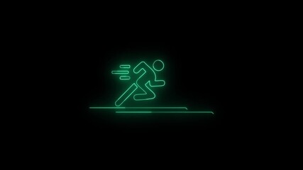 Neon green running man speedy animation