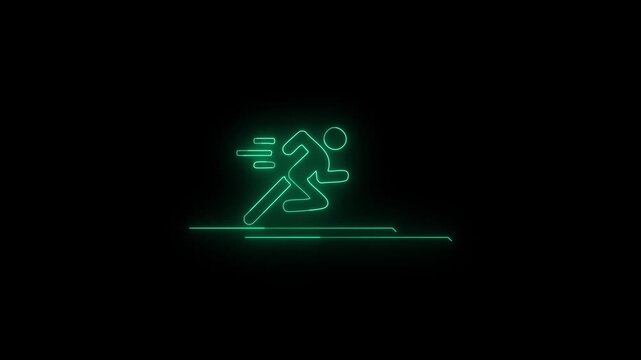 Neon green running man speedy animation