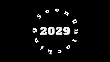 Neon Glowing Unlocking Soon 2029 Text Icon Animation with Futuristic Light Effects for Product Reveal, Upcoming Launch Promo, Digital Opener, Modern Event Announcement Motion Graphics Template