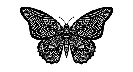 Butterfly Mandala Silhouette Vector Illustration Showing Layered Symmetry Variations in Minimal Decorative Design Style

