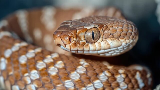 Video A detailed of a snake's head with its features visible