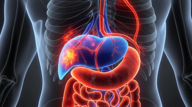 Human Digestive System Anatomy Visualization for Medical Education.