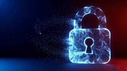Dynamic cyber security padlock protecting digital data privacy - Powered by Adobe