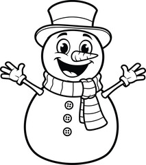 Winter Snowman Black and White Coloring Sheet