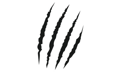 Animal silhouette claw paw marks, tiger, dog, lion, monster, scratches, talons cuts cat, tiger, isolated on transparent background.