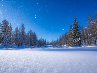 Blue Winter Snow Landscape Background