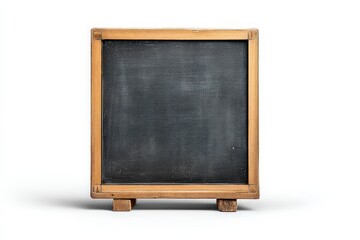 Wooden Framed Blank Chalkboard On White Backdrop Advertising Or Education Concept
