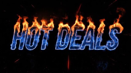 Powerful Hot Deals Typographic Animation with Dual Flame Fire in 4K