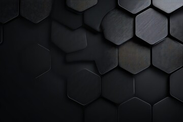 Abstract Hexagonal Pattern with Metallic and Dark Accents for Modern Background Design in Dark and Light Tones Geometric Arrangement Dotted Texture
