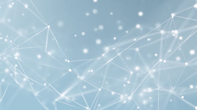 Abstract White Lines and Dots Network Connecting on Light Blue Background Creating a Futuristic Technological Feel for Data Communication And Networking