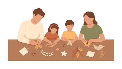 Crafting Family Moments: A family joins together to craft, fostering bonds and creating lasting memories through shared creative experiences.