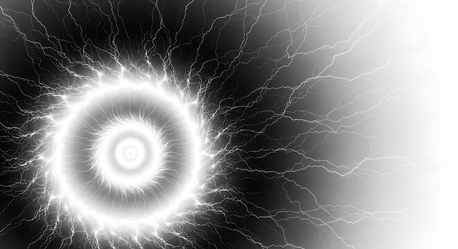 Abstract white electric lightning spiral energy burst on gradient