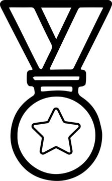 Gold medal with star hangs proudly representing achievement and success in a competition, symbolizing victory and recognition, creating a feeling of accomplishment.
