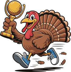 cartoon running turkey trot champion illustration1