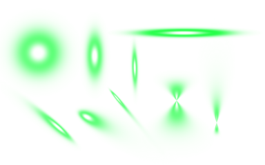 Set of Green Lens Flare Light Effects in Different Shapes and Angles on Transparent Background Lens Flare Light Effect