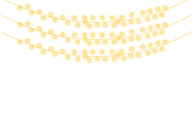 Festive Yellow String Lights Decoration on Transparent Background Holiday String Lights Hanging Garland Party Decorations