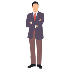 Businessman standing confident isolated whit background vector illustration.