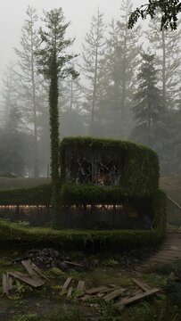 fog in an abandoned park