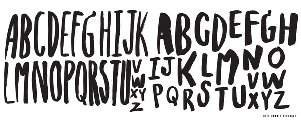 Cute Hand drawn doodle letters vector alphabet set,Children's English font for book design, doodle Vector illustration, handwritten font  © Aekkaphum