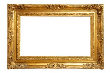 Ornate Gold Picture Frame Isolated On White Background