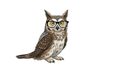 Naklejka premium Owl wearing glasses isolated PNG with Transparent Background