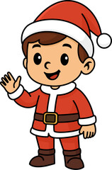 Cartoon character of a young boy wearing a Santa outfit
