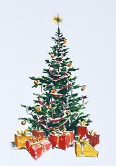 christmas tree with gift boxes