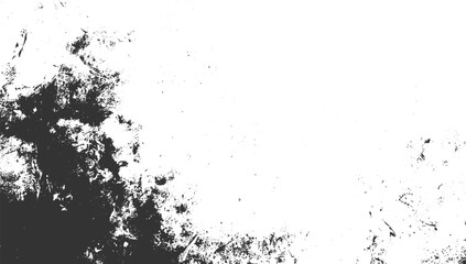 Black grunge texture overlay on white background with scattered dark speckles and rough edges vector